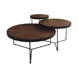 BOB Set-3 Coffee Tables Steel Black/Walnut