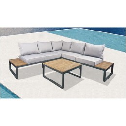 MEXICO Set (Corner Sofa + Table) Alu Anthracite/Cushion Grey