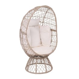 CROWN Egg Leisure Chair, Wicker Beige, Cushion White