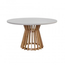 VENTURAL DINING TABLE D135Χ75CM POLYSTONE TOP/ACACIA WOOD FIG800000