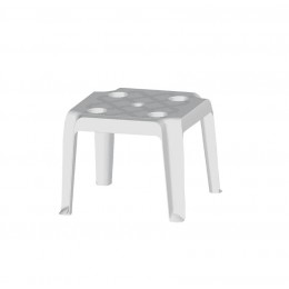 PLASTIC SIDE TABLE WHITE WITH DRINKS/HOLDERS 43X43,H36CM ET122-1