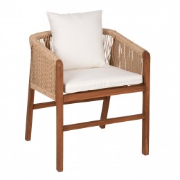 ARMCHAIR FOR BUSINESS USE TEAK WOOD ROPE CUSHIONS 55x60x80Hcm.HM9455.01