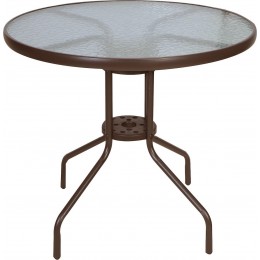 METAL ROUND TABLE 80cm BROWN