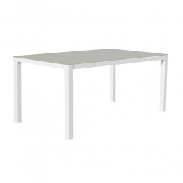 LIPPI  ALUMINUM TABLE WHITE WITH GLASS SURFACE CHAMPAGNE 152X90X75CM