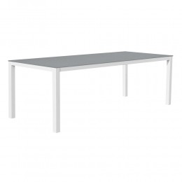 LIPPI  ALUMINUM TABLE WHITE WITH GLASS SURFACE GREY 220X92X75CM