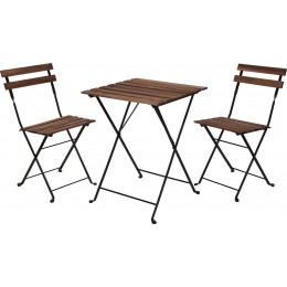 BISTRO TABLE + 2 OUTDOOR FOLDING CHAIRS Metal/Acacia Wood VN3000010