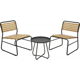 Garden Set with Table and 2 Chairs - Metal/Rattan VN3000160