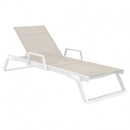 TROPIC SUNBED WITH ARMS 210X72X31CM WHITE/TAUPE 20.0692