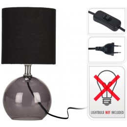 TABLE LAMP GREY GLASS WITH BLACK SHADE 24CM Y03000030