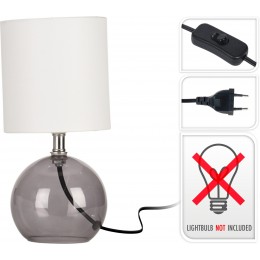 TABLE LAMP GREY GLASS WITH WHITE SHADE 24CM Y03000040